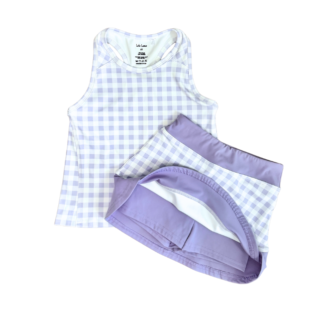 Light Purple Gingham Skort Set