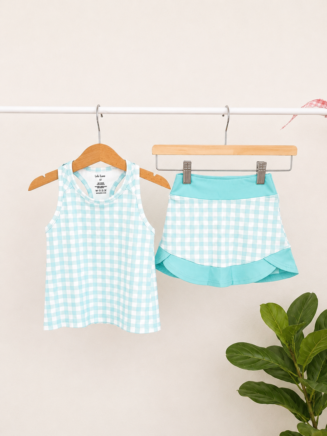 Teal Gingham Skort Set