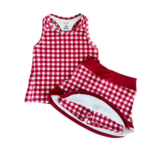 Red Gingham Skort Set