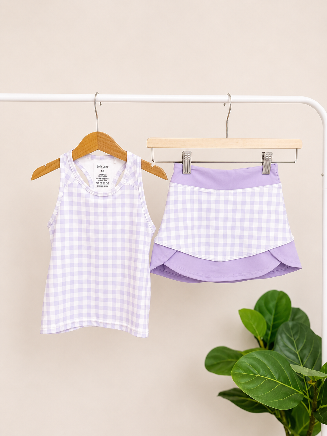 Light Purple Gingham Skort Set