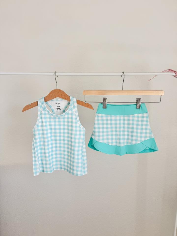Teal Gingham Skort Set