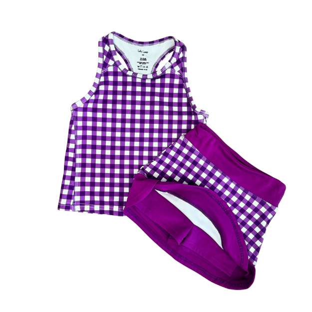 Purple Gingham Skort Set