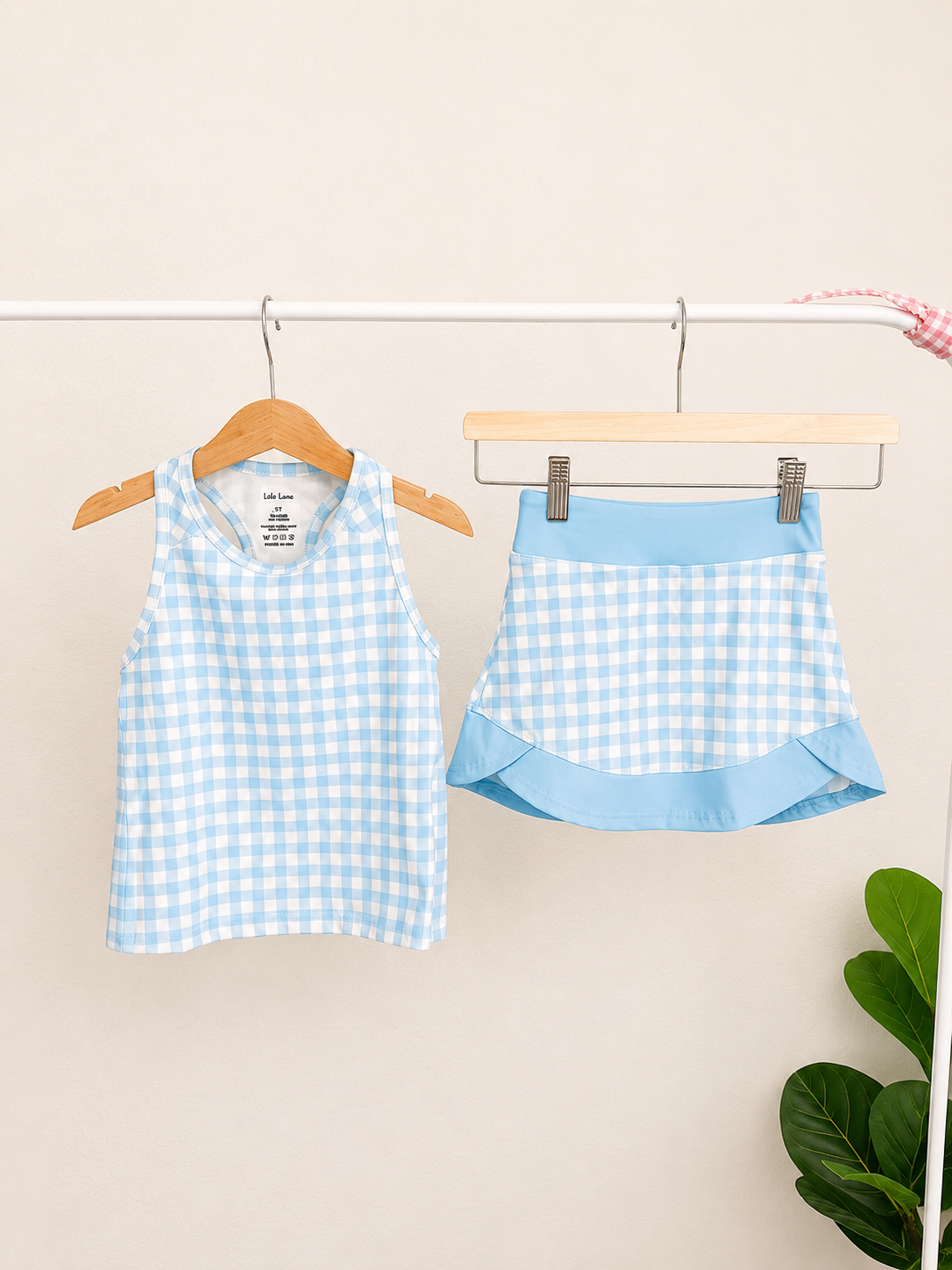 Blue Gingham Skort Set
