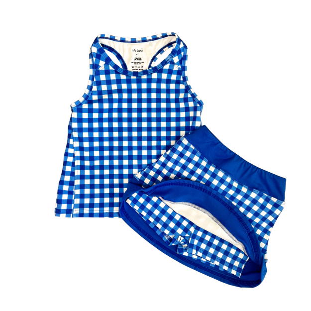 Royal Blue Gingham Skort Set