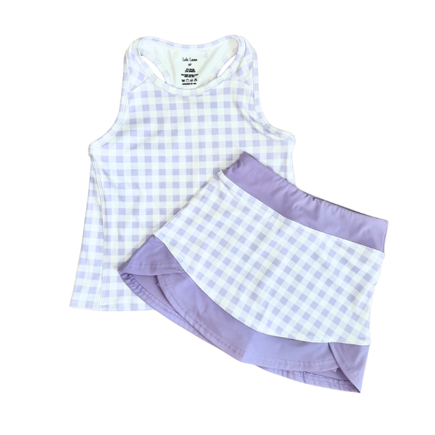 Light Purple Gingham Skort Set