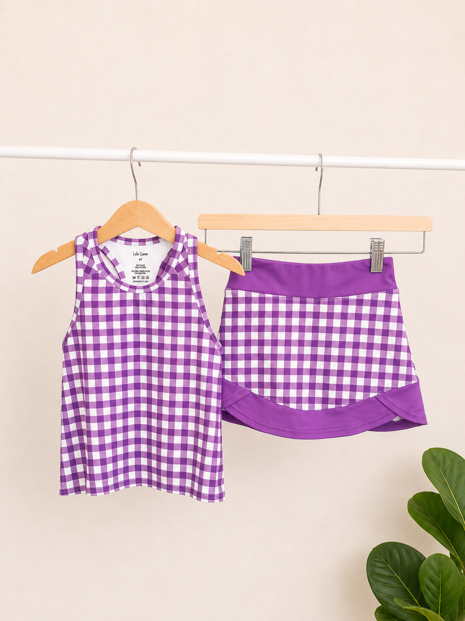 Purple Gingham Skort Set