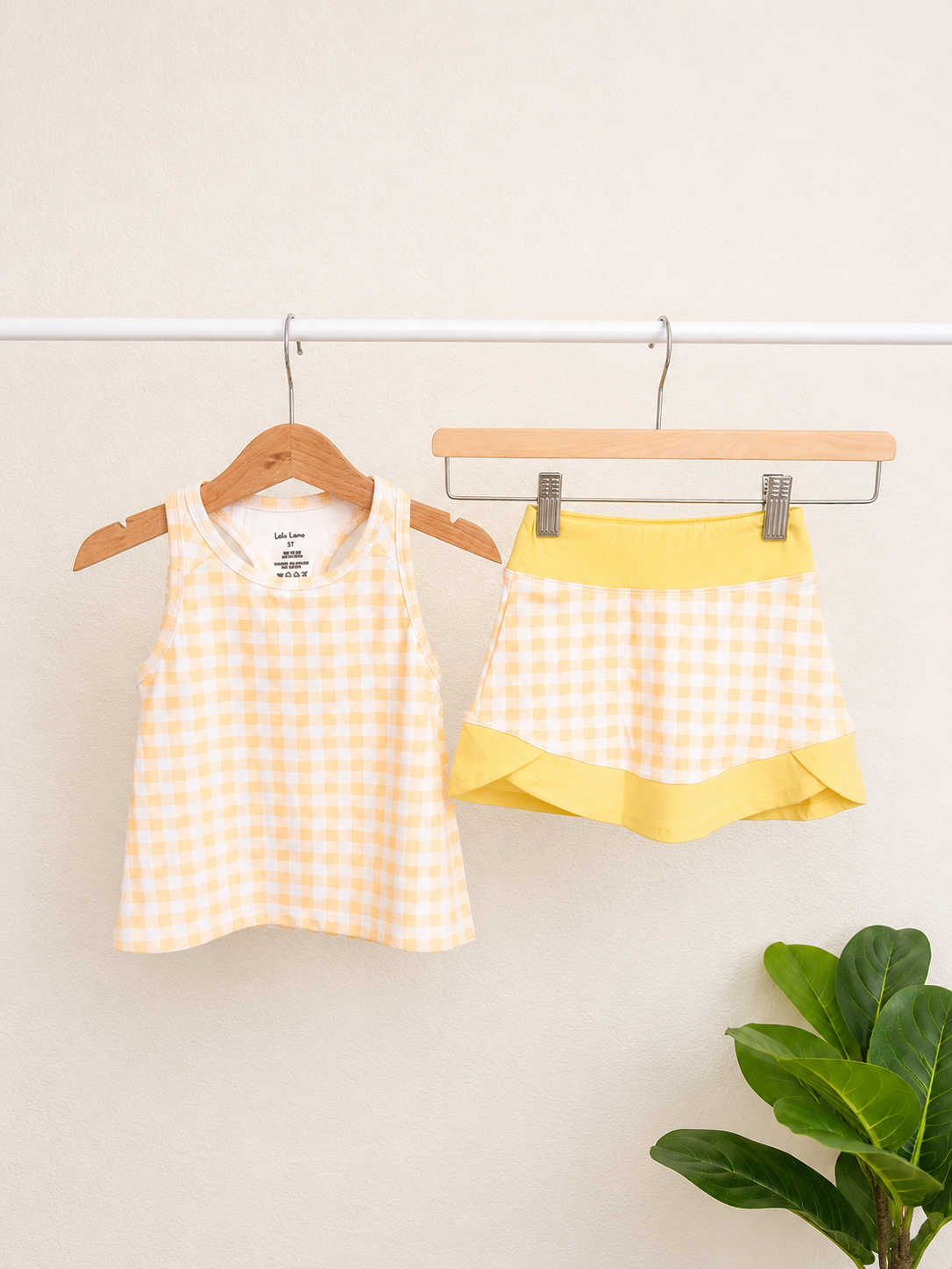 Yellow Gingham Skort Set