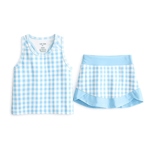 Blue Gingham Skort Set