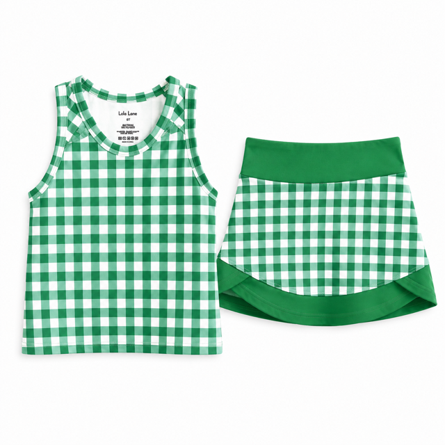 Green Gingham Skort Set