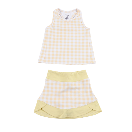 Yellow Gingham Skort Set