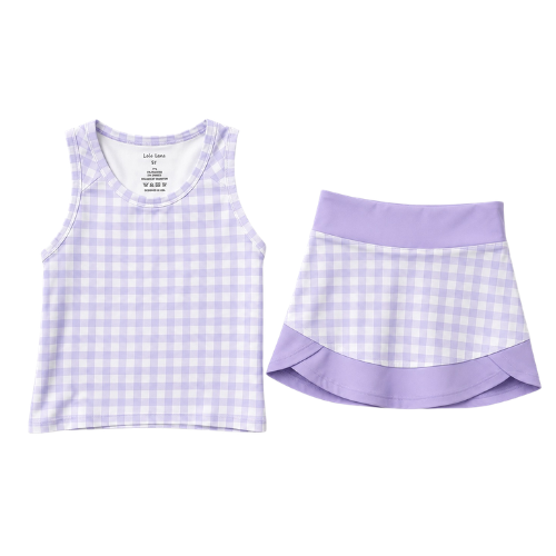 Light Purple Gingham Skort Set