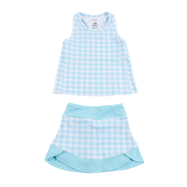 Teal Gingham Skort Set