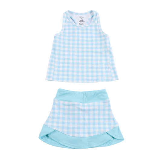 Teal Gingham Skort Set