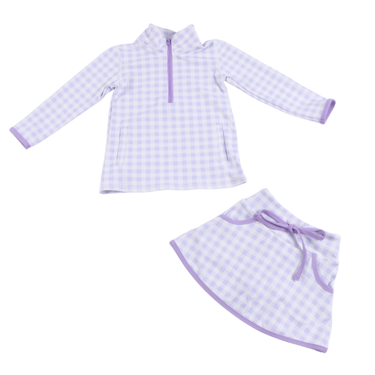 Purple Gingham Athletic Set