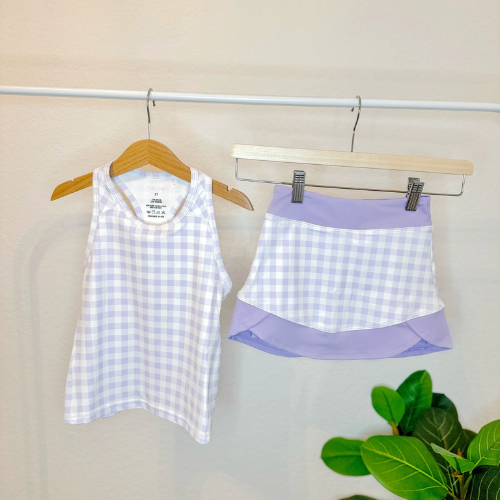 Light Purple Gingham Skort Set