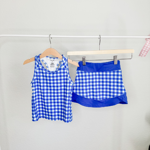 Royal Blue Gingham Skort Set