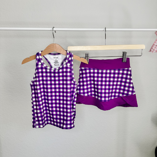 Purple Gingham Skort Set