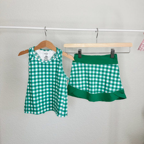 Green Gingham Skort Set