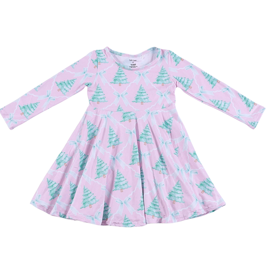 Blushing Evergreen Twirl Dress