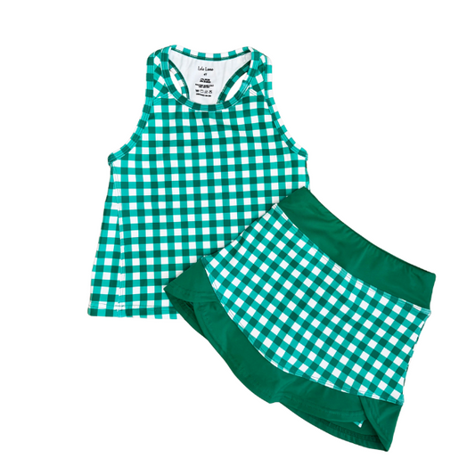 Green Gingham Skort Set