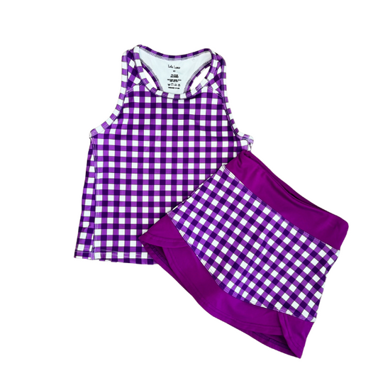 Purple Gingham Skort Set