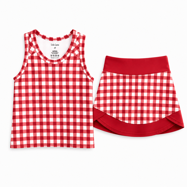 Red Gingham Skort Set