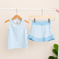 Blue Gingham Skort Set