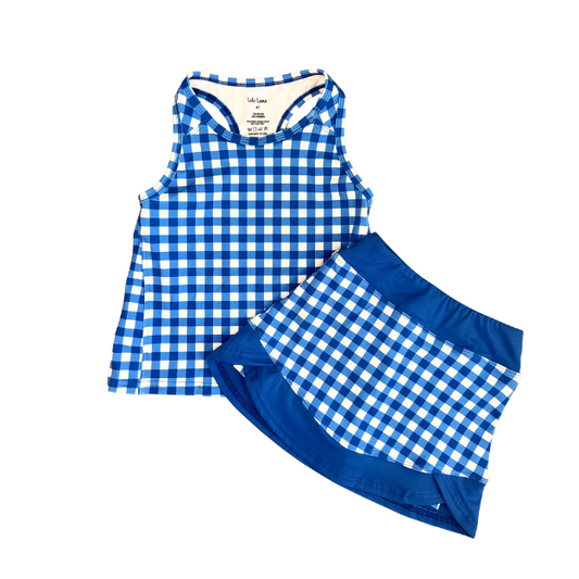 Royal Blue Gingham Skort Set