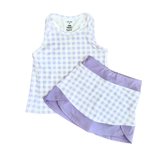 Light Purple Gingham Skort Set