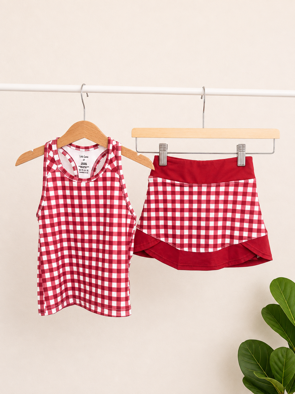 Red Gingham Skort Set