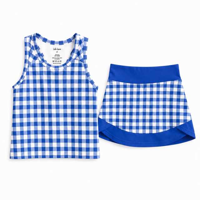 Royal Blue Gingham Skort Set